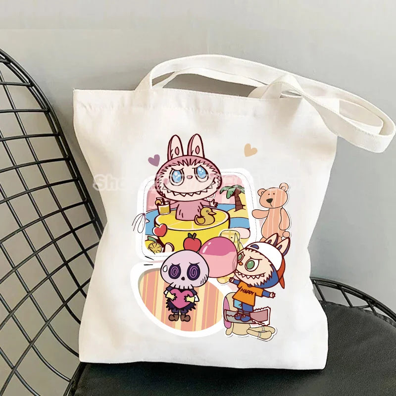 Labubu Canvas Bag – Cute Cartoon Tote & Pouch