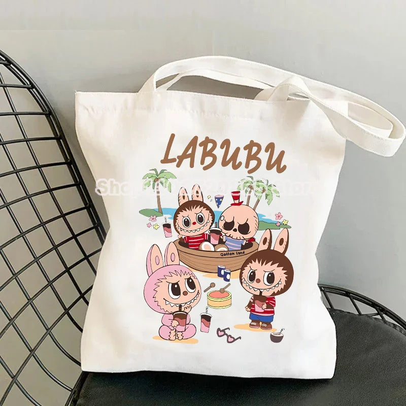 Labubu Canvas Bag – Cute Cartoon Tote & Pouch