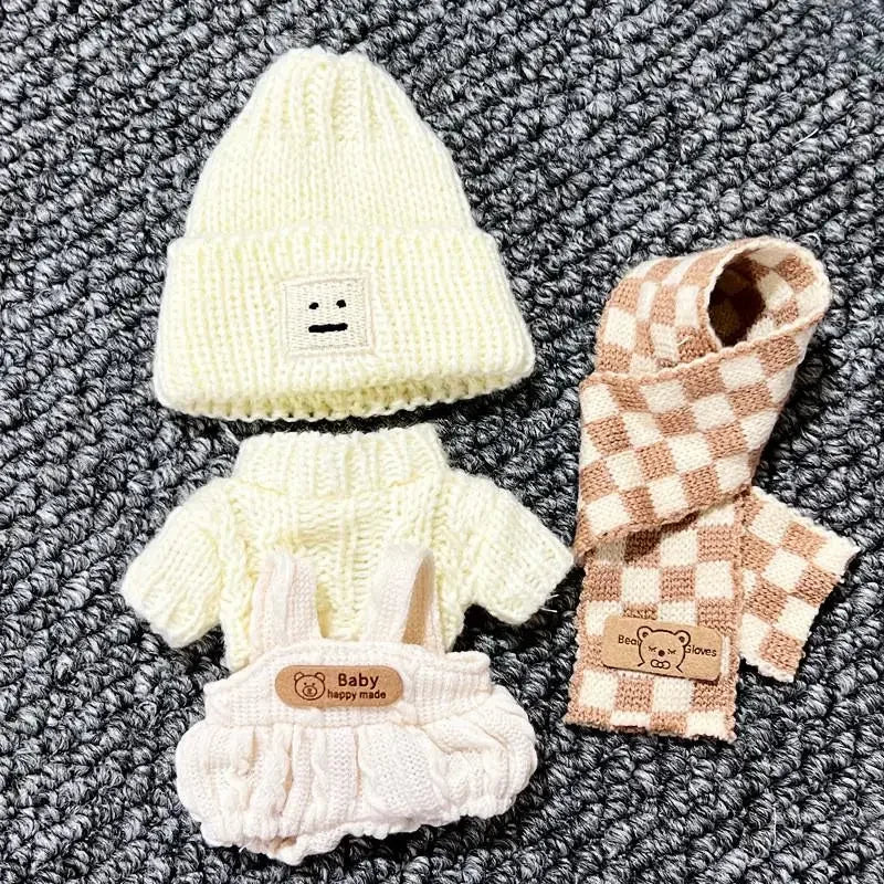 17cm Labubu V1/V2 Doll Clothes – Color Match Hoodies & Plaid Overalls