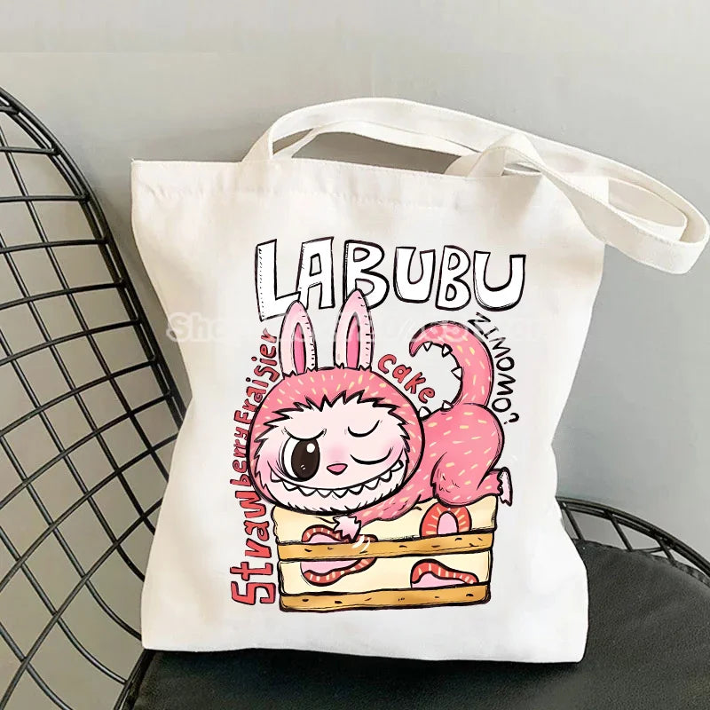 Labubu Canvas Bag – Cute Cartoon Tote & Pouch