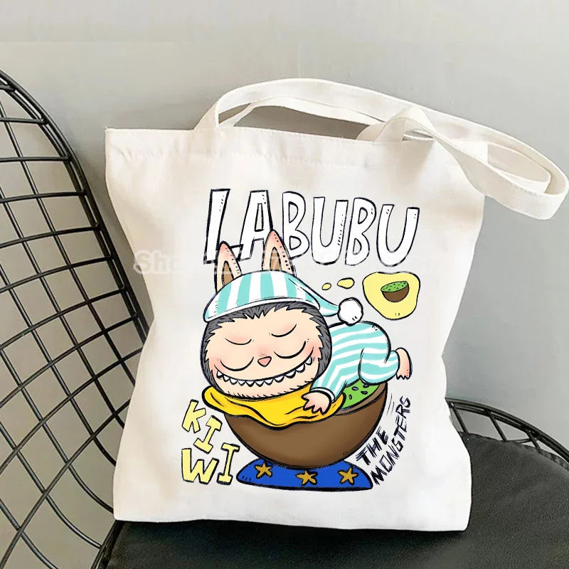 Labubu Canvas Bag – Cute Cartoon Tote & Pouch