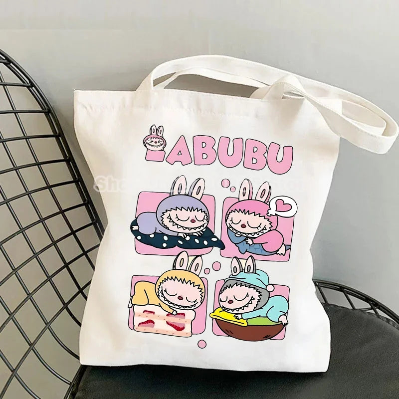 Labubu Canvas Bag – Cute Cartoon Tote & Pouch