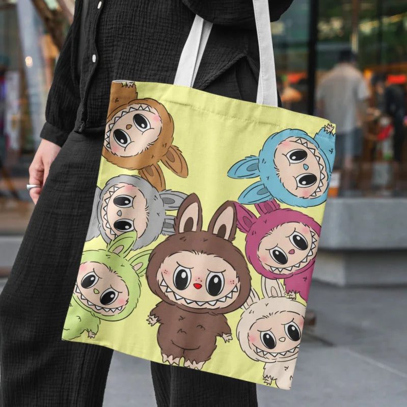 Lisa x Labubu Canvas Bag – Cute Cartoon Handbag & Crossbody