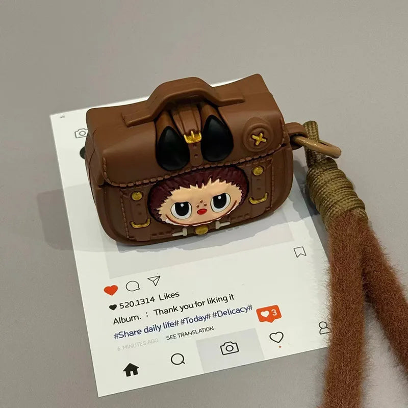 3D Cartoon Labubu Backpack Earphone Case