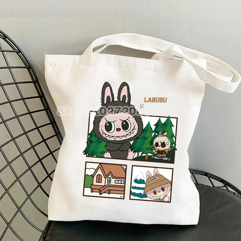 Labubu Canvas Bag – Cute Cartoon Tote & Pouch