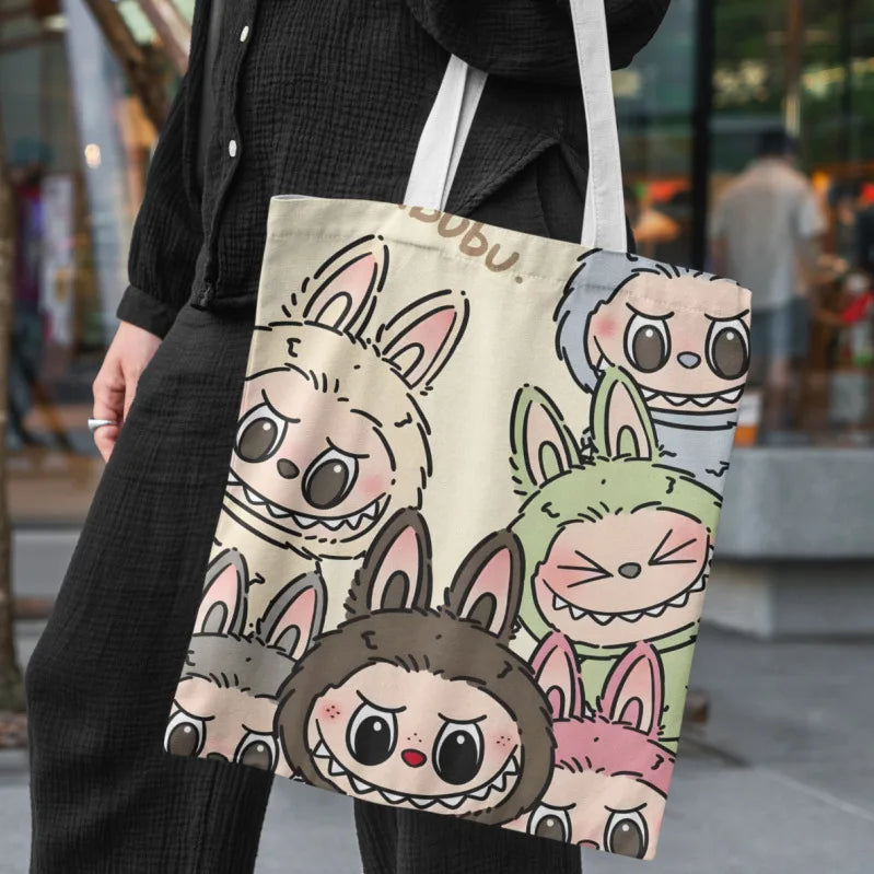 Lisa x Labubu Canvas Bag – Cute Cartoon Handbag & Crossbody