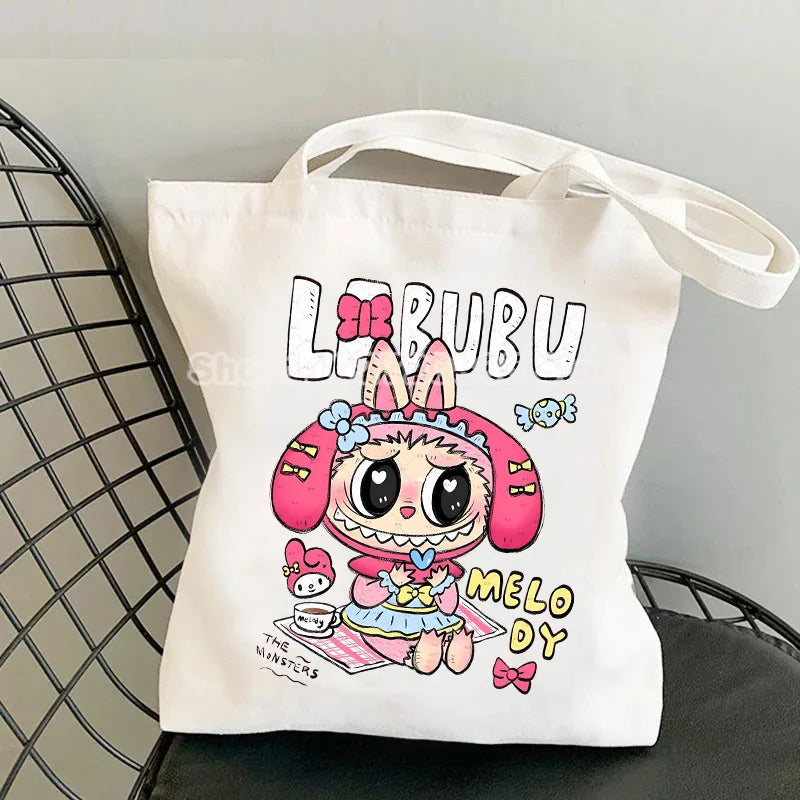 Labubu Canvas Bag – Cute Cartoon Tote & Pouch