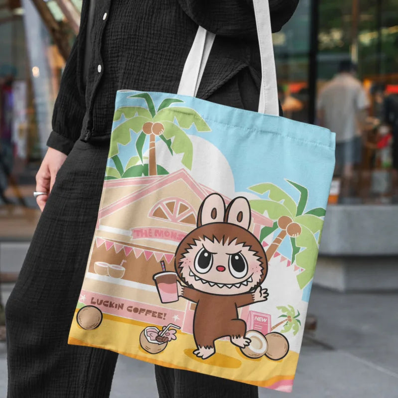 Lisa x Labubu Canvas Bag – Cute Cartoon Handbag & Crossbody