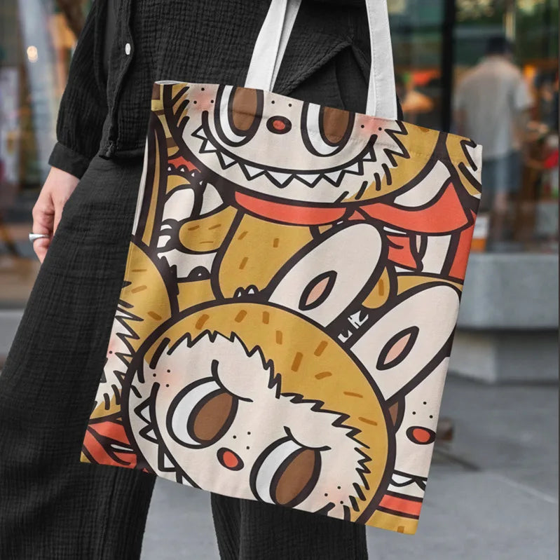 Lisa x Labubu Canvas Bag – Cute Cartoon Handbag & Crossbody