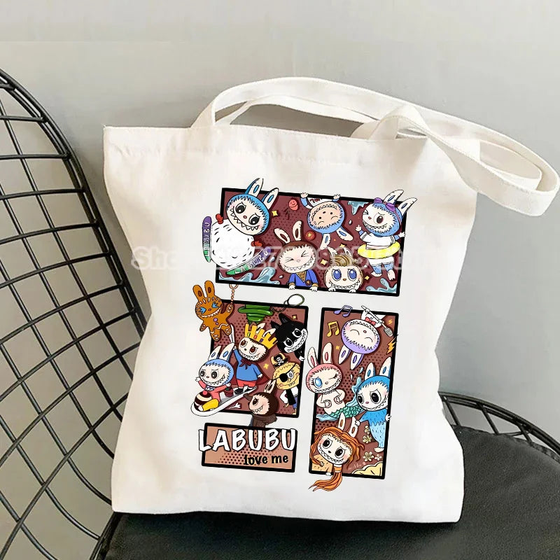 Labubu Canvas Bag – Cute Cartoon Tote & Pouch